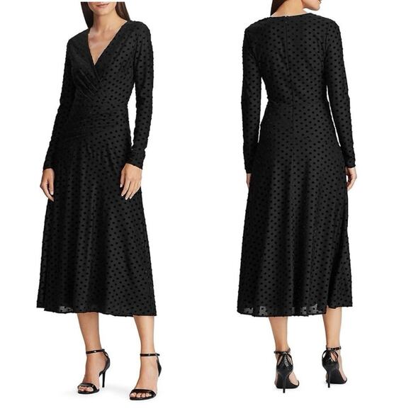 Lauren Ralph Lauren Dresses & Skirts - NWT Ralph Lauren Womens Formal Midi Dress Black Swiss Dot Polka Dot 14 Party